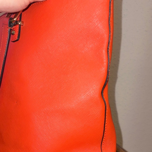 Calvin Klein Orange Saffiano Leather Tote Bag - Picture 9 of 16